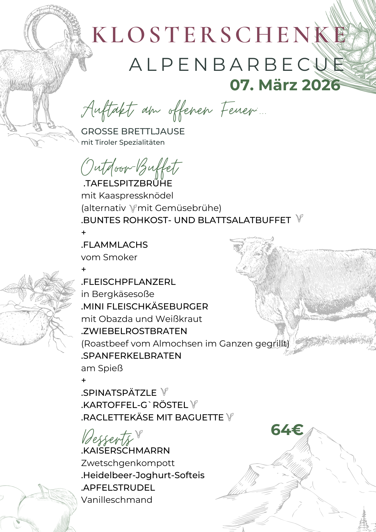 Restaurant Kloster Pfalzel ALPENBARBECUE 07. März Restaurant Kloster Pfalzel ALPENBARBECUE 07. März